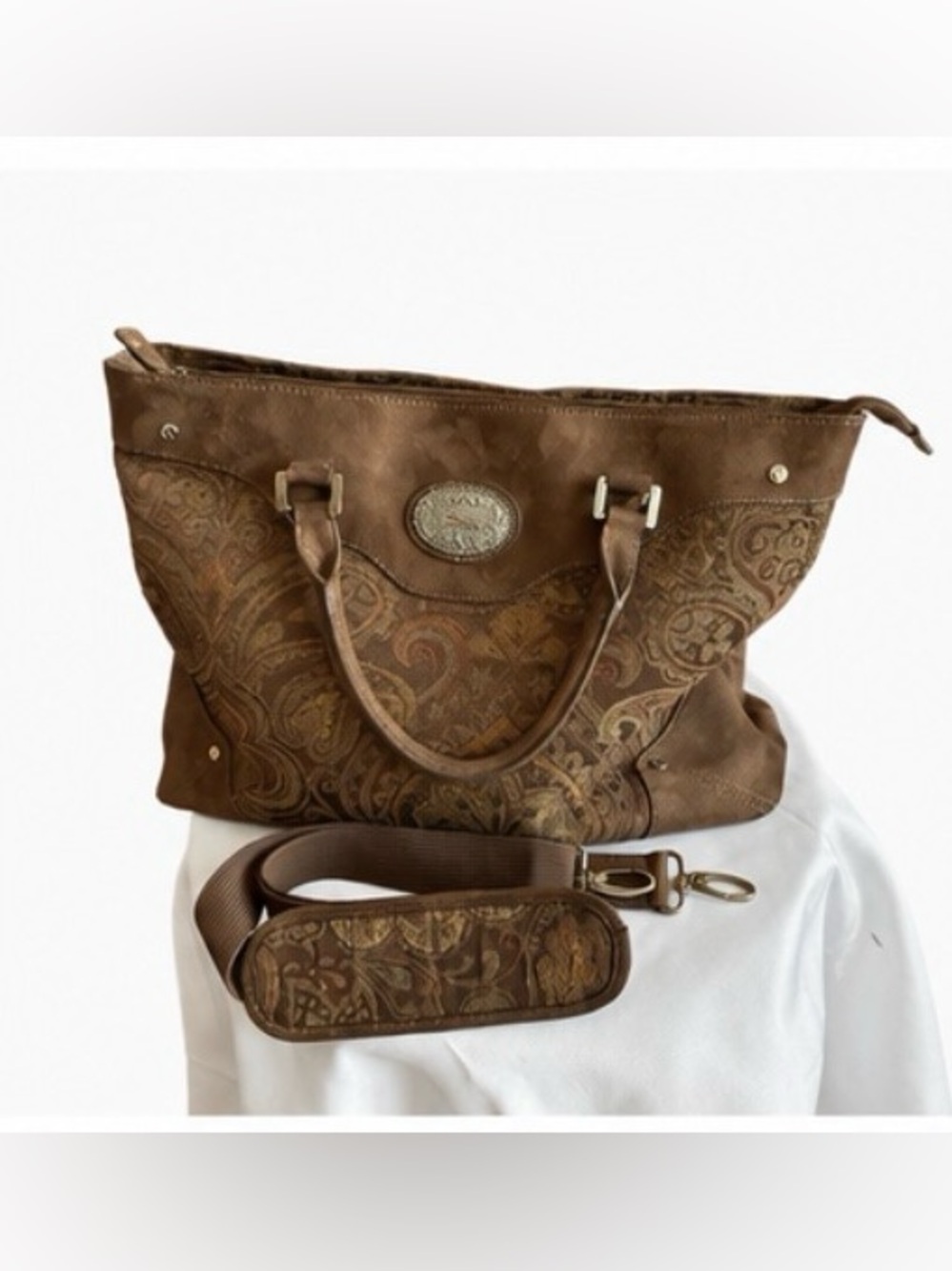 Reba Brown Paisley Convertible Tote Shoulder Bag